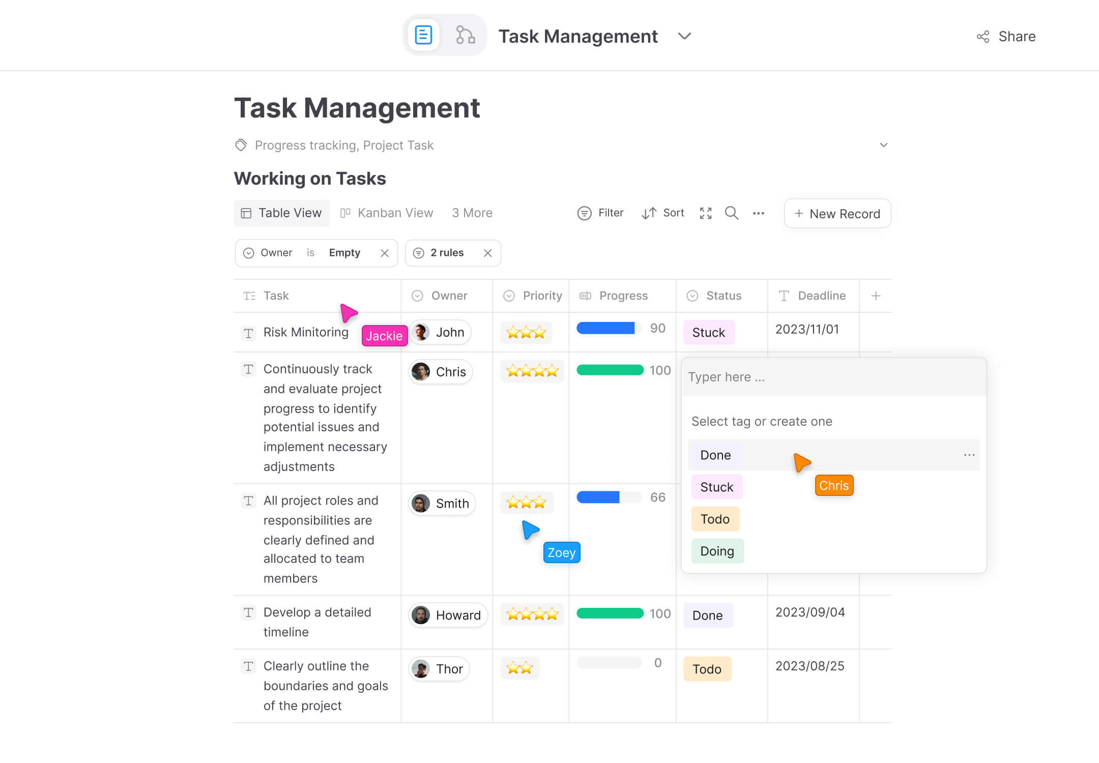 AFFiNE planning database for tracking projects and team knowledge